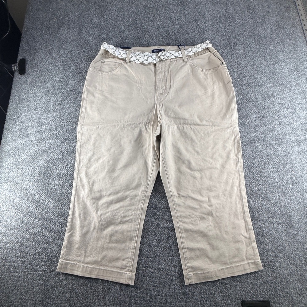 Bandolino Jeans Mandie Capri Pants Creamstone Tan Size 16 NWT with Braided Belt